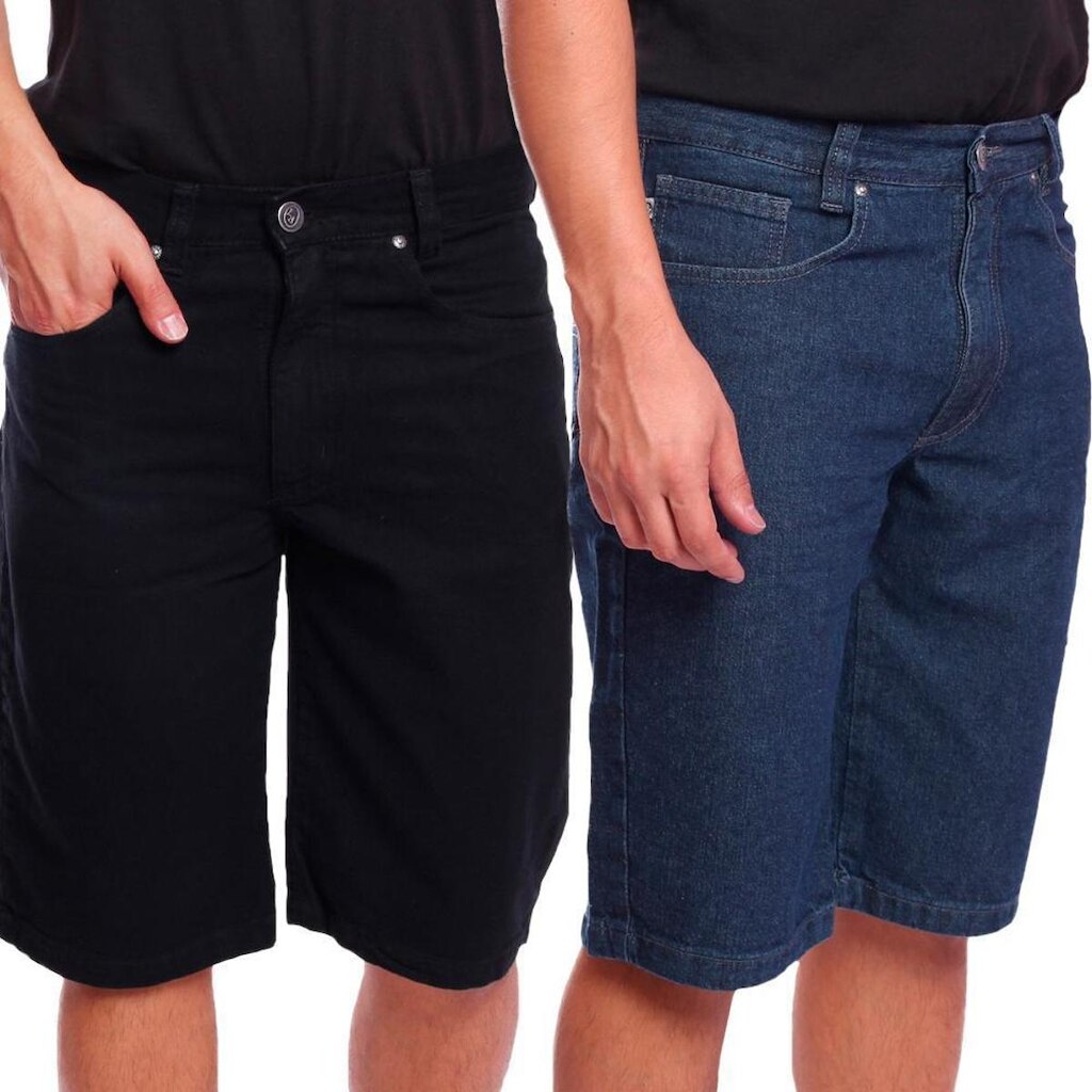 Kit 2 Bermudas Jeans R7Jeans Masculina Modelo Tradicional 100% Algodão
