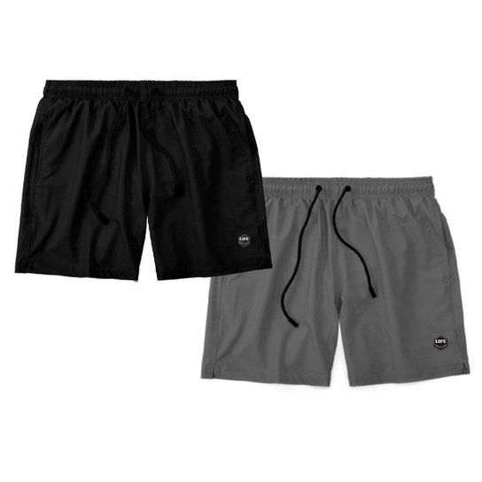 Kit 2 Bermudas Life Lisa Short Liso Masculino Básico Mauricinho Tactel - Preto+Cinza Menor preço em Kit 2 Bermudas Life Lisa Short Liso Masculino Básico Mauricinho Tactel - Preto+Cinza