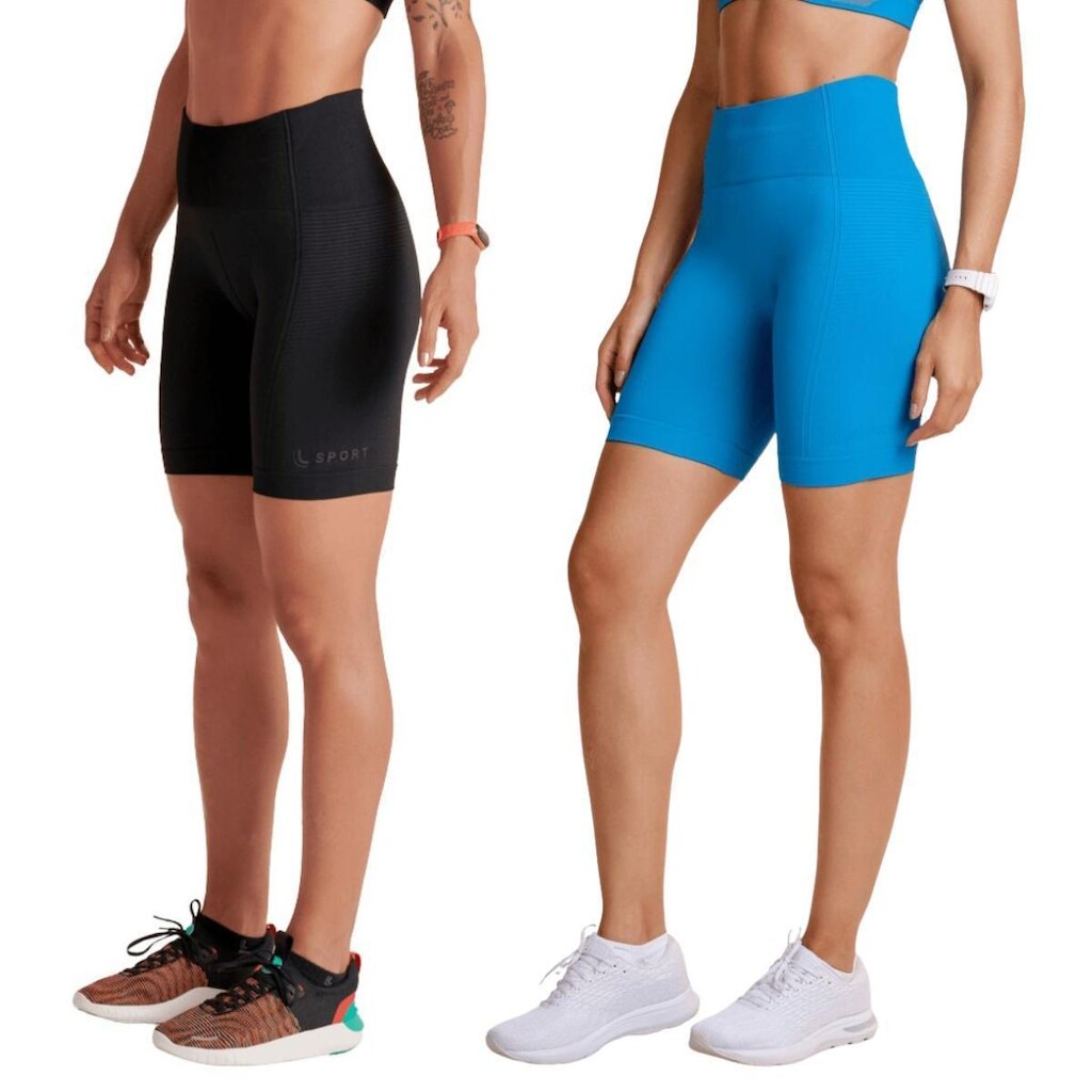 Kit 2 Bermudas Lupo Basic Feminina Sem Costura Fitness