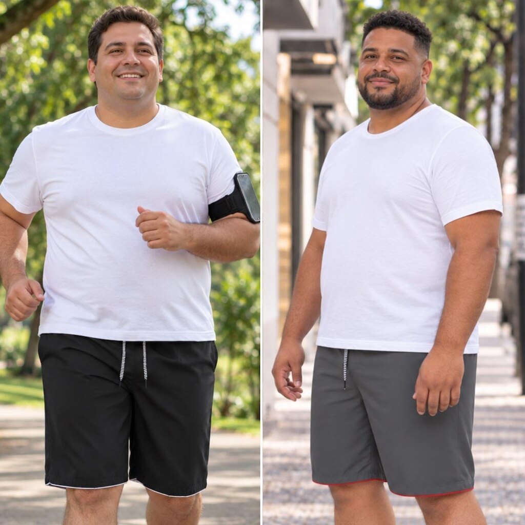 KIT 2 Bermudas Masculina Plus Size Tactel Leve  Short Liso Esporte Praia