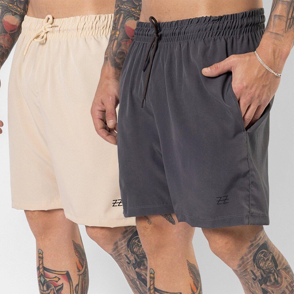 Kit 2 Bermudas Masculinas Academia Treino Shorts Elástico Luzzoo
