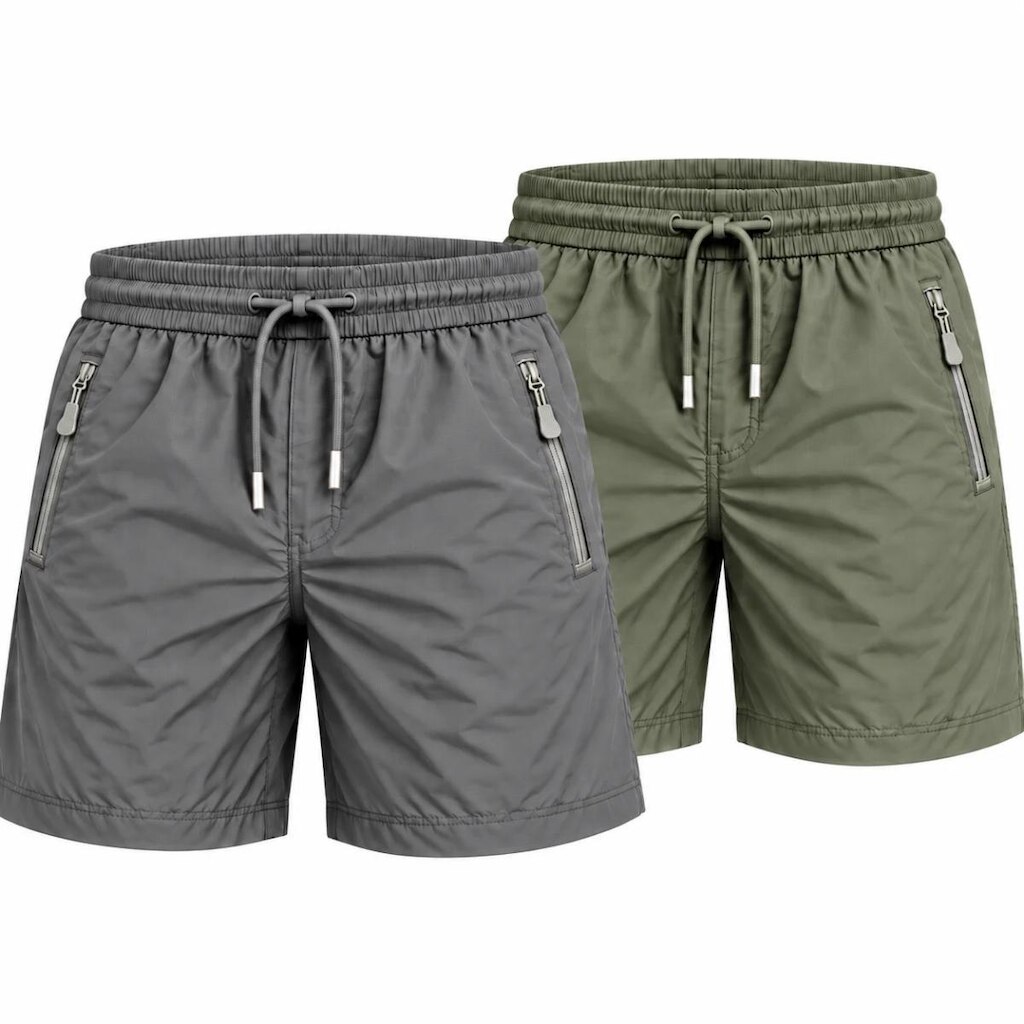 Kit 2 Bermudas Masculinas Esportivas Poliamida com Bolsos de Zíper