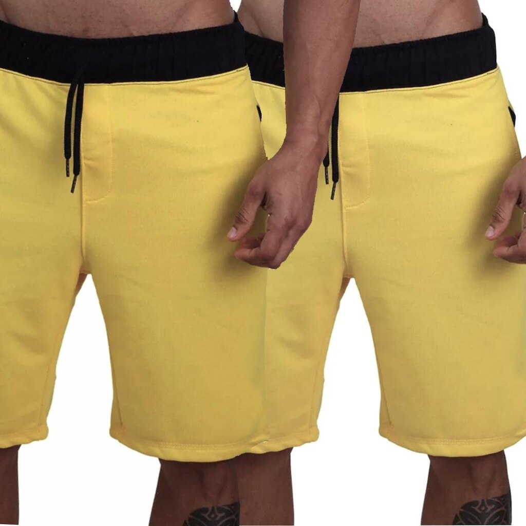 Kit 2 Bermudas Moletom Calção Plus Size Liso Casual Academia