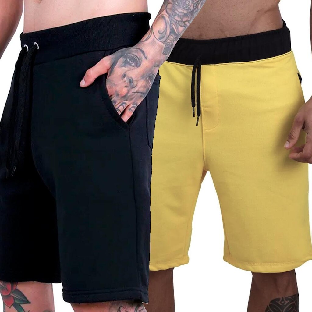 Kit 2 Bermudas Moletom Calção Plus Size Liso Casual Academia