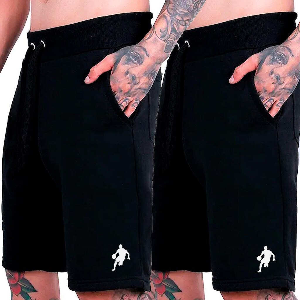 Kit 2 Bermudas Moletom Grande Calção Basquete Plus Size Dibre