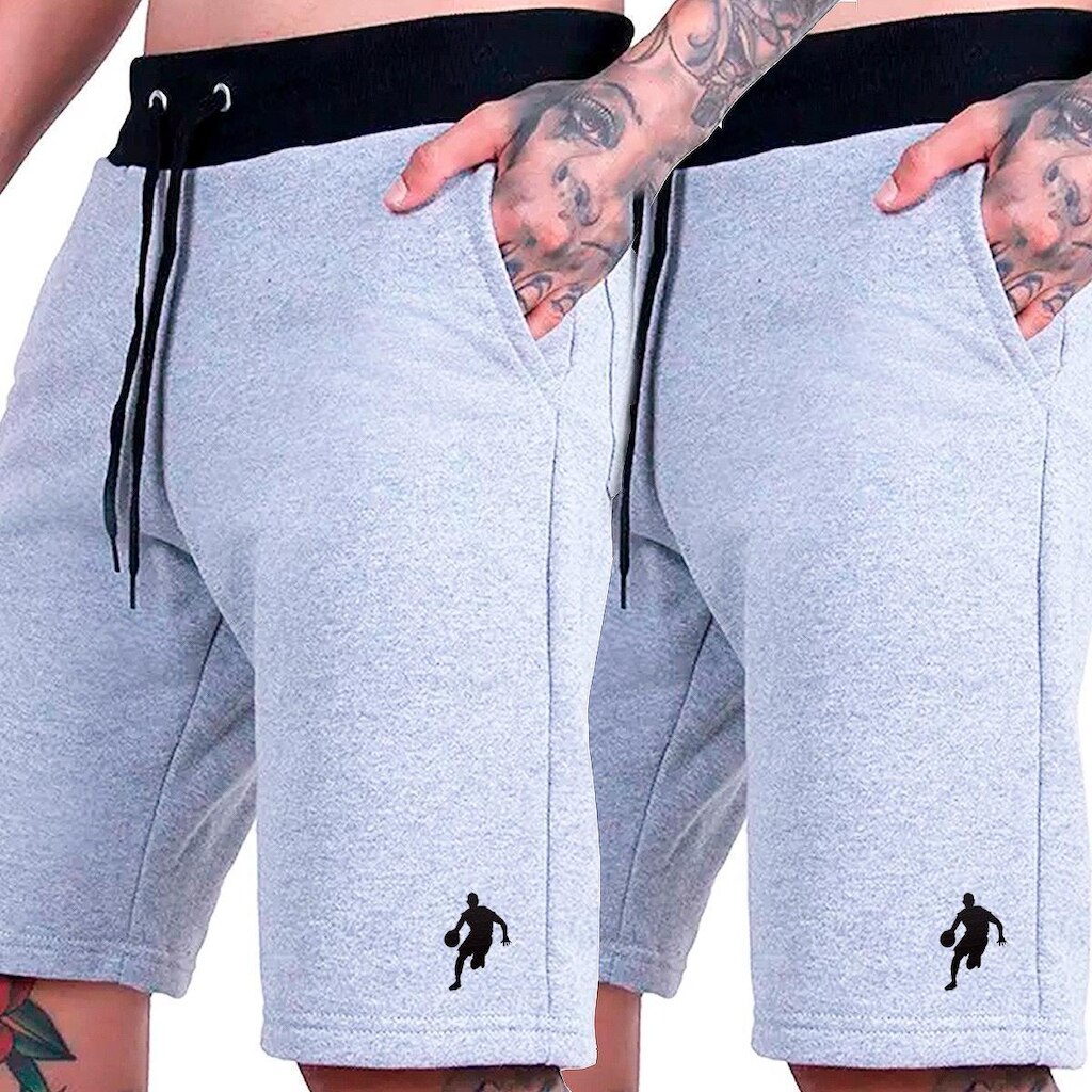 Kit 2 Bermudas Moletom Grande Calção Basquete Plus Size Dibre