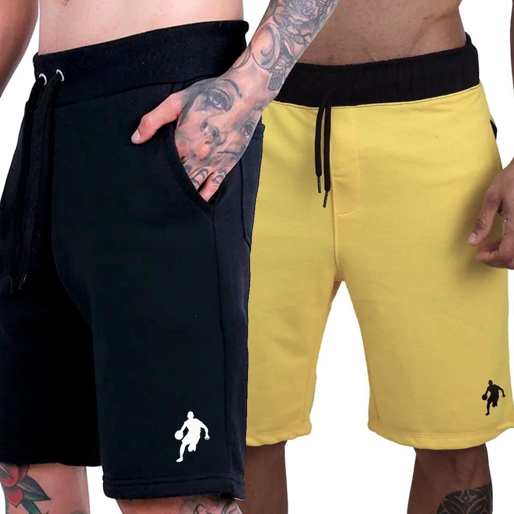 Kit 2 Bermudas Moletom Grande Calção Basquete Plus Size Dibre