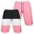 Kit 2 Bermudas Moletom Masculina com 3 Bolsos Fenda Lateral Short Básico Casual Treino - Preto+Rosa