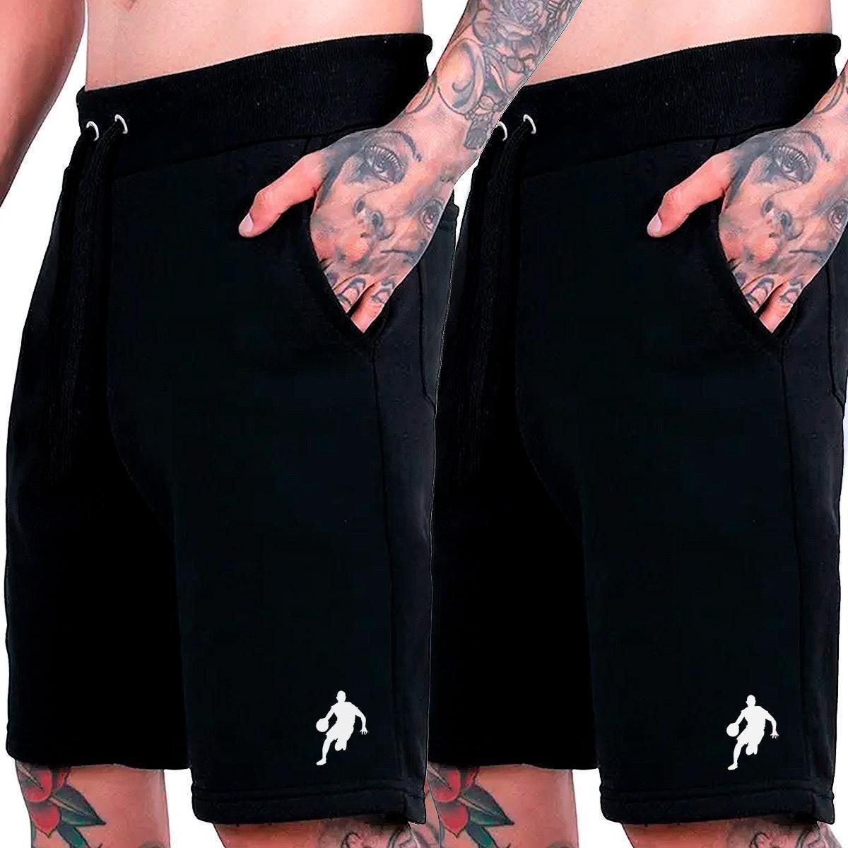 Kit 2 Bermudas Moletom Masculino Shorts Esportivo Basquete Dibre Menor preço em Kit 2 Bermudas Moletom Masculino Shorts Esportivo Basquete Dibre