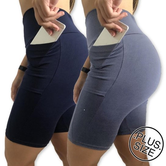 Kit 2 Bermudas Plus Size Heide Ribeiro Suplex com Bolso Esportes - Cinza+Marinho Menor preço em Kit 2 Bermudas Plus Size Heide Ribeiro Suplex com Bolso Esportes - Cinza+Marinho