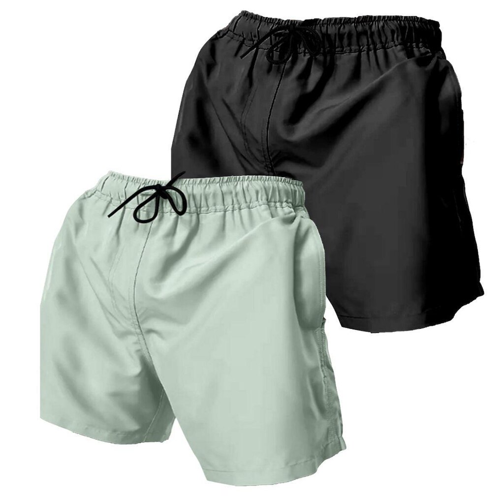 Kit 2 Bermudas Short Tactel Masculina Lisas com Bolsos e Ajuste na Cintura