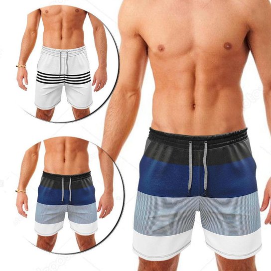Kit 2 Bermudas Shorts Masculina Agua Tactel Academia Praia - Azul Menor preço em Kit 2 Bermudas Shorts Masculina Agua Tactel Academia Praia - Azul