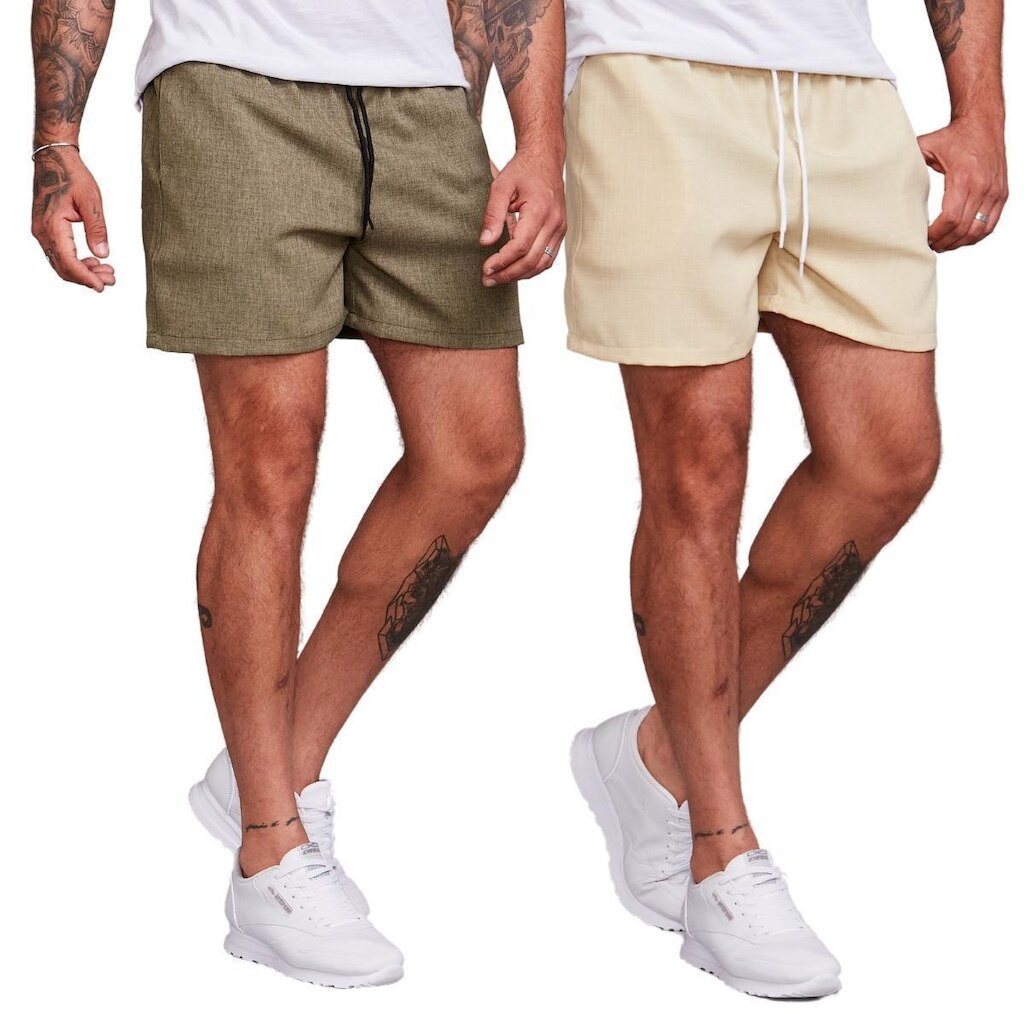 Kit 2 Bermudas Shorts Masculina Linho