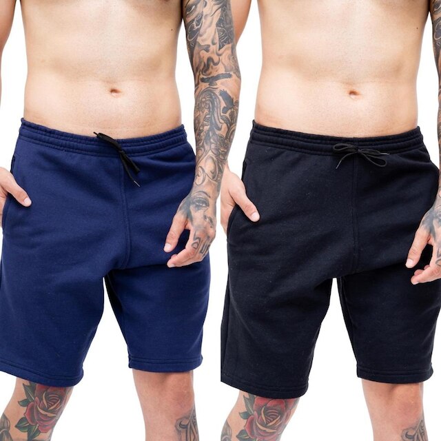 Kit 2 Bermudas Shorts Moletom Liso Academia Treino - Preto+Azul é boa?