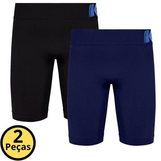 Kit 2 Bermudas Térmicas Alta Compressão Masculina Sem costura Previne Assaduras - Preto+Marinho Menor preço em Kit 2 Bermudas Térmicas Alta Compressão Masculina Sem costura Previne Assaduras - Preto+Marinho