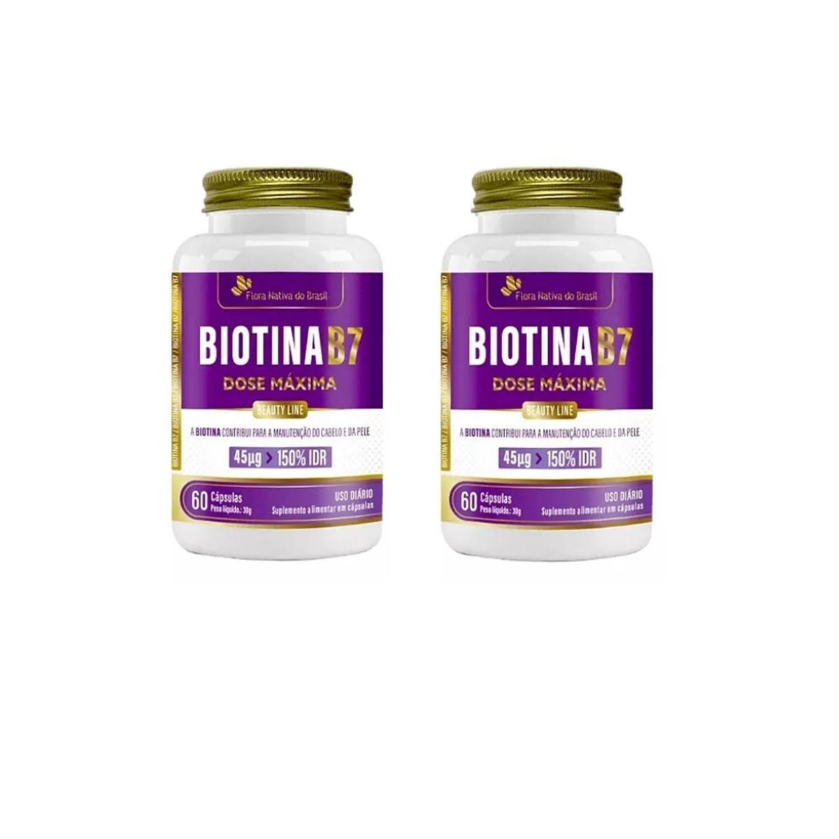 Kit 2 Biotina B7 45ug 2x60 cps Flora Nativa