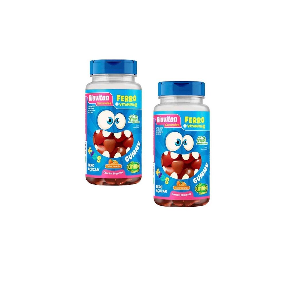 Kit 2 Bioviton Gummy Kids Ferro + Vit C Laranja 2x30 Gomas - Unilife