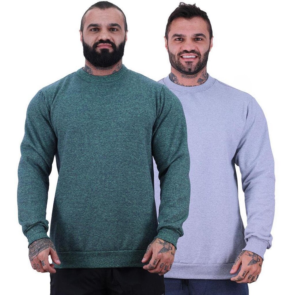 Kit 2 Blusa de Frio Moletom Basic MXD Conceito Sem Capuz Lisas