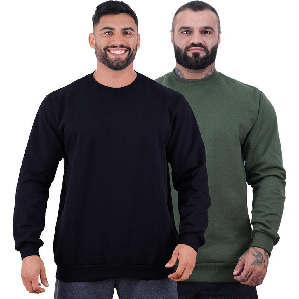 Kit 2 Blusa de Frio Moletom Basic MXD Conceito Sem Capuz Lisas