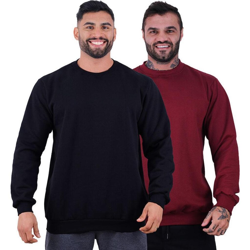 Kit 2 Blusa de Frio Moletom Basic MXD Conceito Sem Capuz Lisas