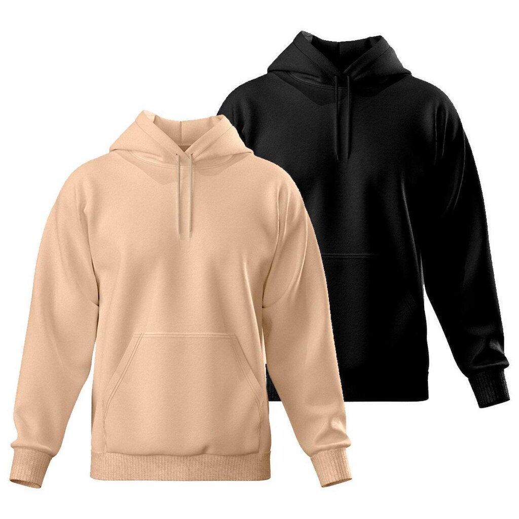 Kit 2 Blusa de Moletom Canguru com Capuz Confortável Estilo Casual Liso