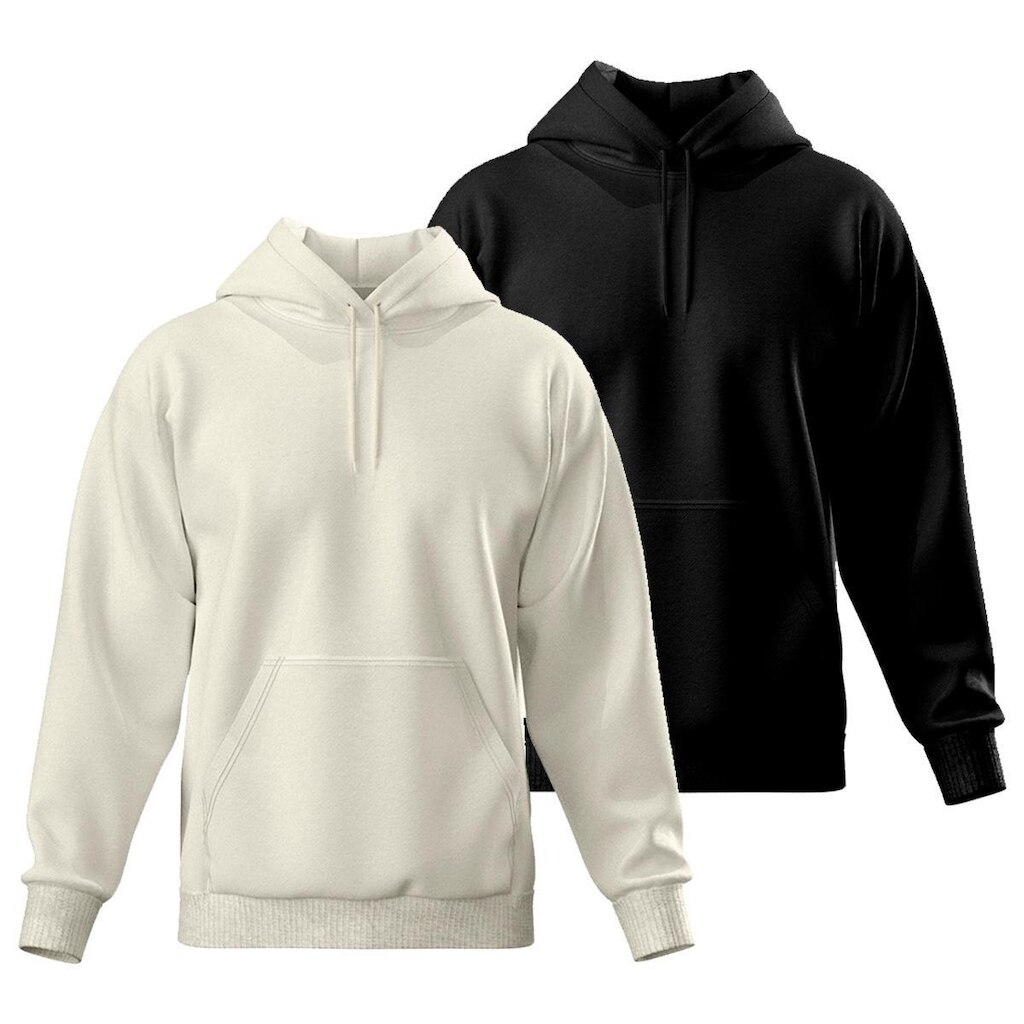 Kit 2 Blusa de Moletom Canguru com Capuz Confortável Estilo Casual Liso