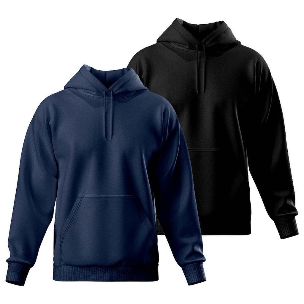 Kit 2 Blusa de Moletom Canguru com Capuz Confortável Estilo Casual Liso