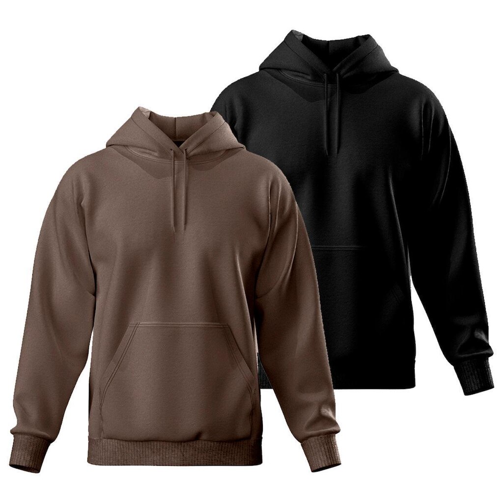 Kit 2 Blusa de Moletom Canguru com Capuz Confortável Estilo Casual Liso
