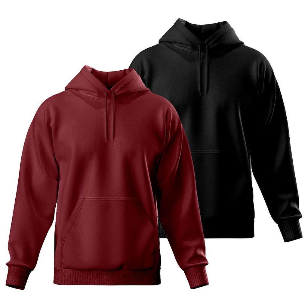 Kit 2 Blusa de Moletom Canguru com Capuz Confortável Estilo Casual Liso