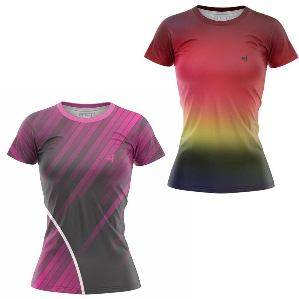 Kit 2 Blusa Feminina Academia Estampada Esporte
