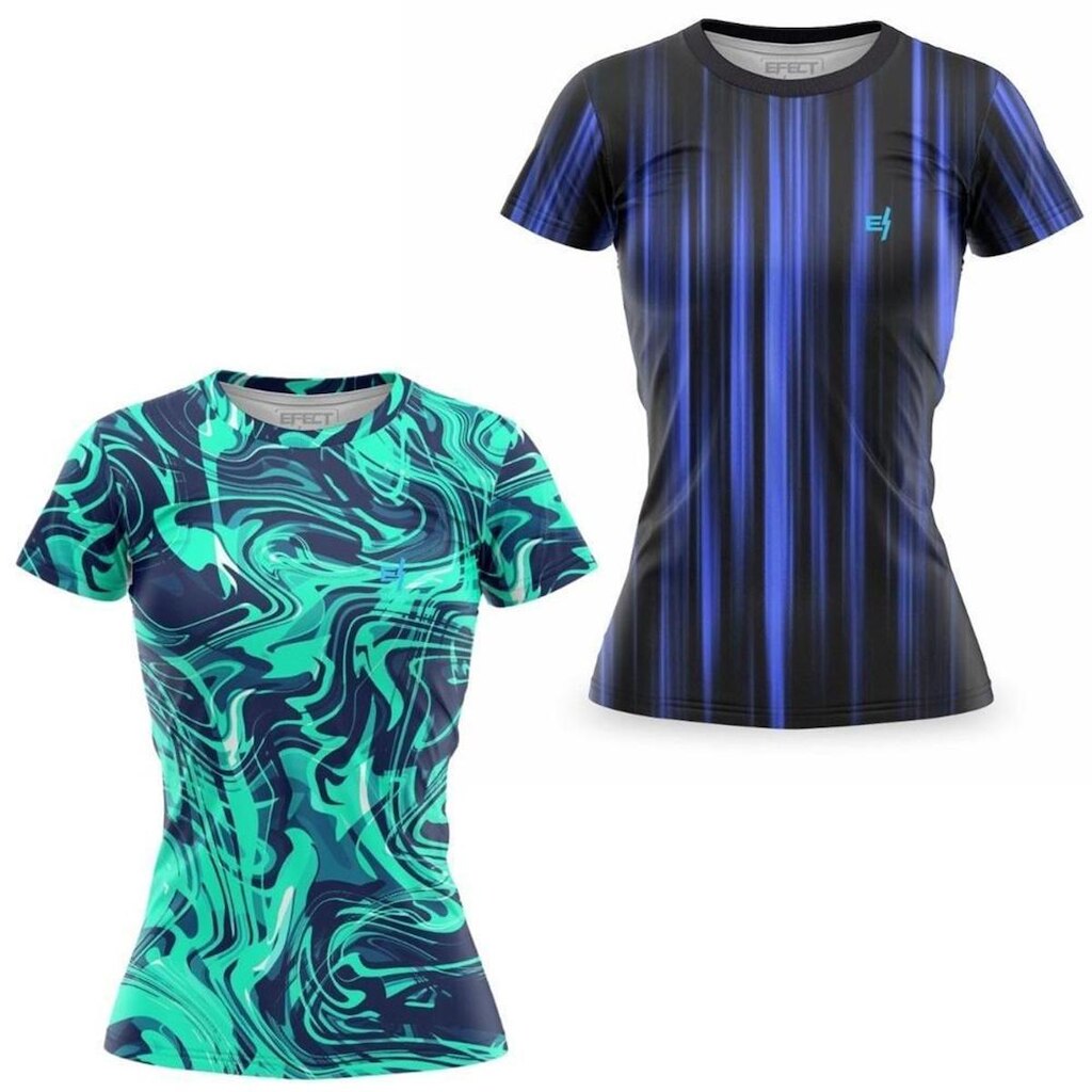 Kit 2 Blusa Feminina Academia Estampada Esporte