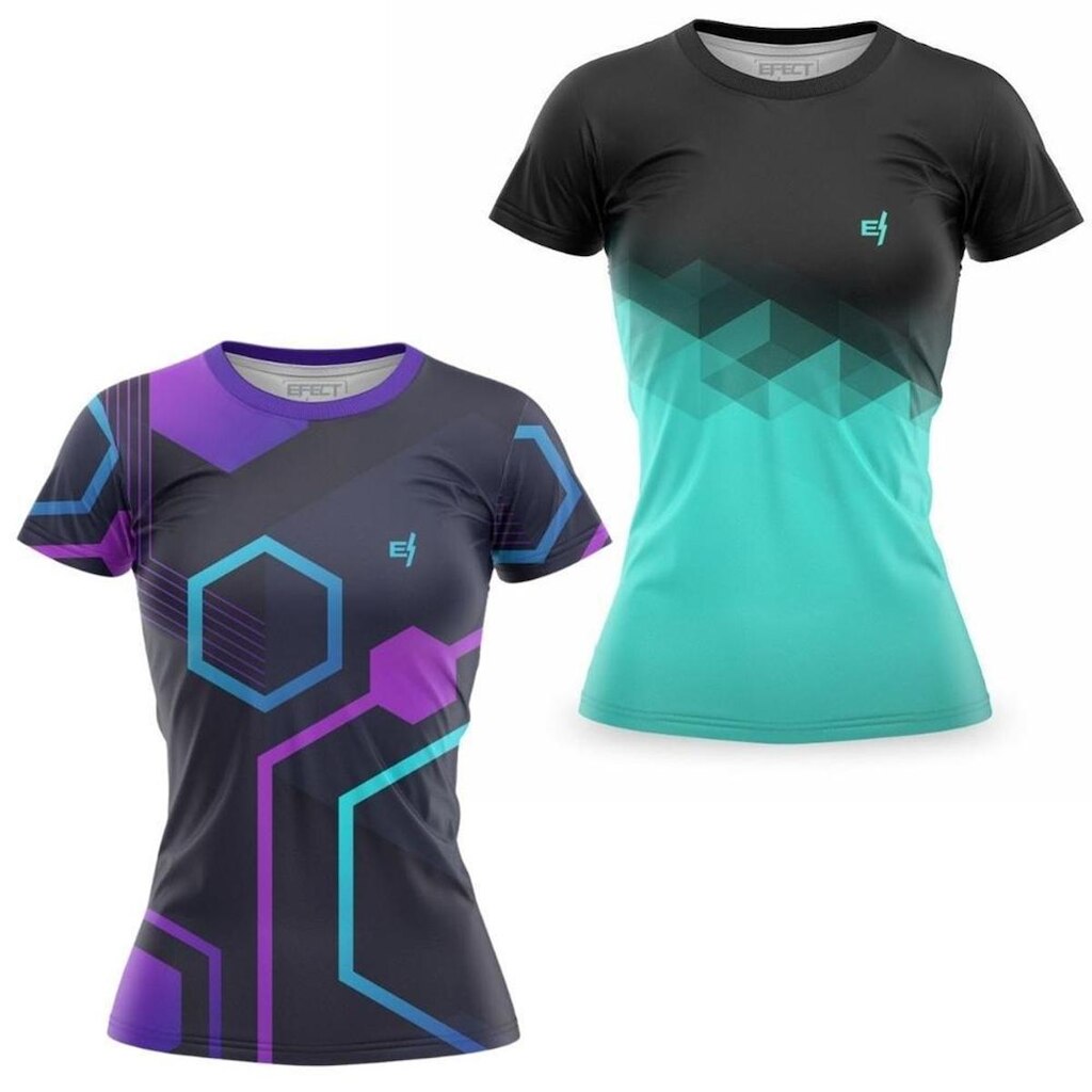 Kit 2 Blusa Feminina Academia Estampada Esporte