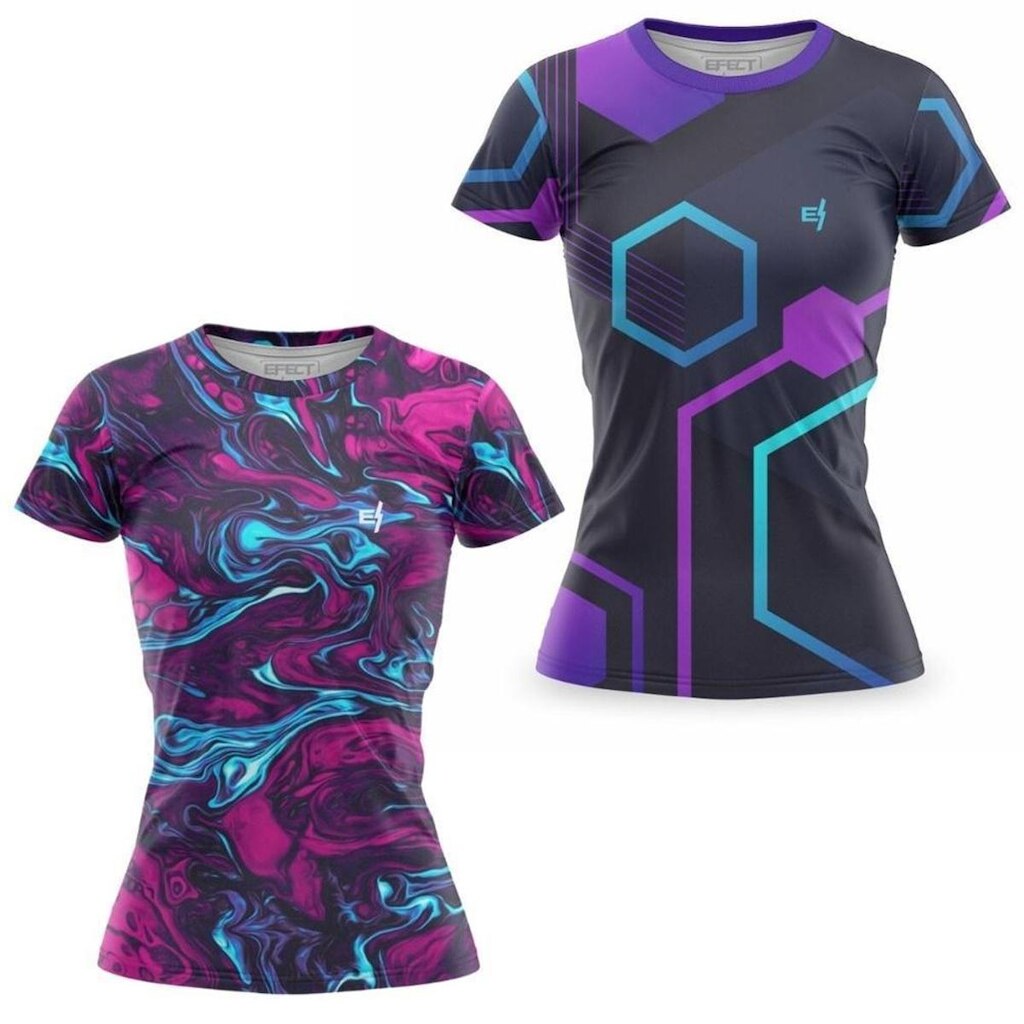 Kit 2 Blusa Feminina Academia Estampada Esporte