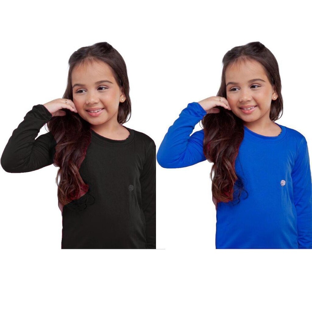 Kit 2 Blusa Infantil Térmica Uv50+ Menina Proteção Solar