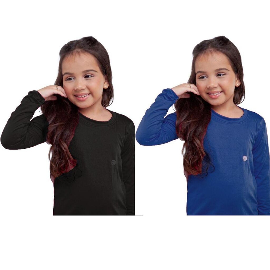 Kit 2 Blusa Infantil Térmica Uv50+ Menina Proteção Solar