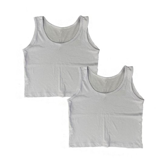 Kit 2 Blusas Cropped Regata Lisa Liso Algodão Premium Blusinha Camiseta Feminina Tshirt - Branco Menor preço em Kit 2 Blusas Cropped Regata Lisa Liso Algodão Premium Blusinha Camiseta Feminina Tshirt - Branco