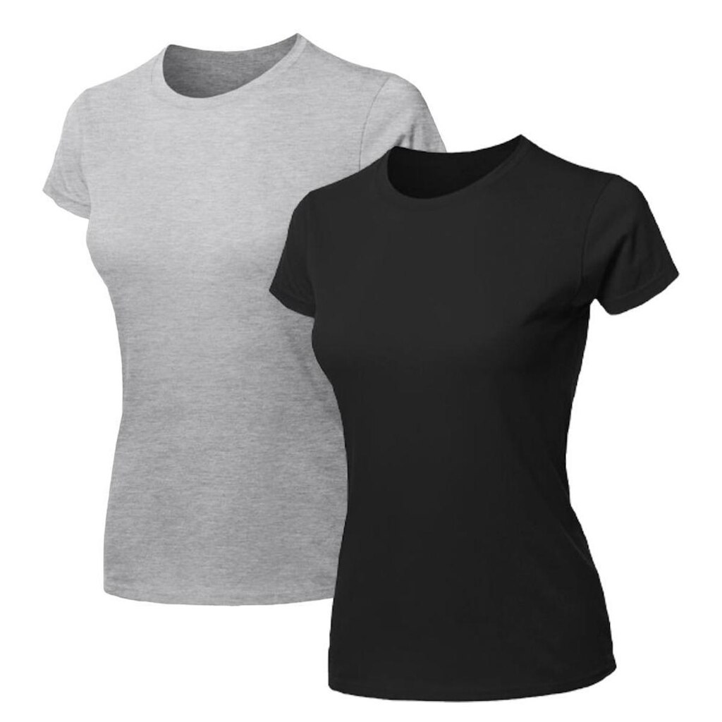Kit 2 Blusas Feminina Camiseta Lisa Básica Algodão Baby Look