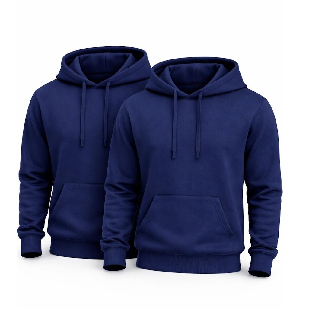 Kit 2 Blusas Moletom Canguru com Capuz Liso Adulto Masculino