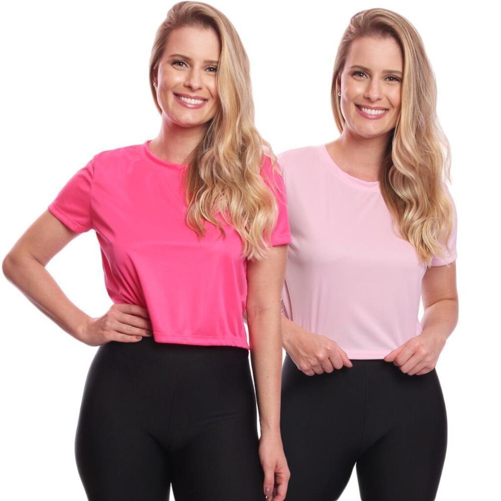 Kit 2 Blusas Via Basic Cropped Dry Academia Feminina
