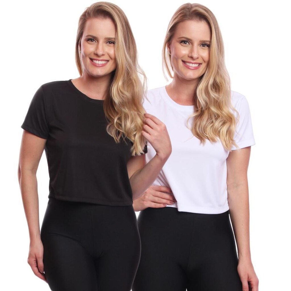 Kit 2 Blusas Via Basic Cropped Dry Academia Feminina