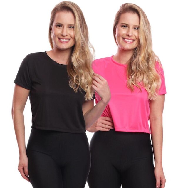 Kit 2 Blusas Via Basic Cropped Dry Academia Feminina
