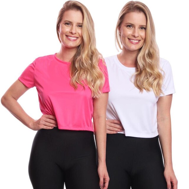 Kit 2 Blusas Via Basic Cropped Dry Academia Feminina