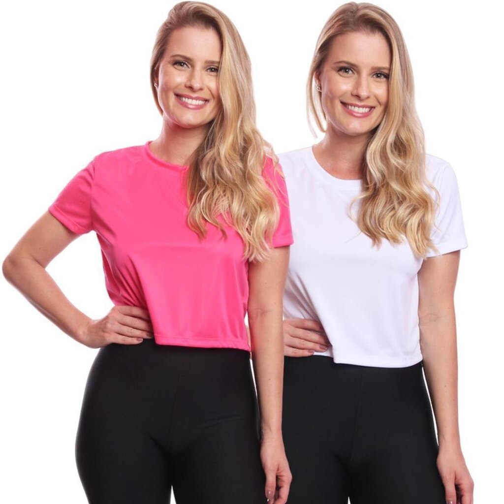 Kit 2 Blusas Via Basic Cropped Dry Academia Feminina