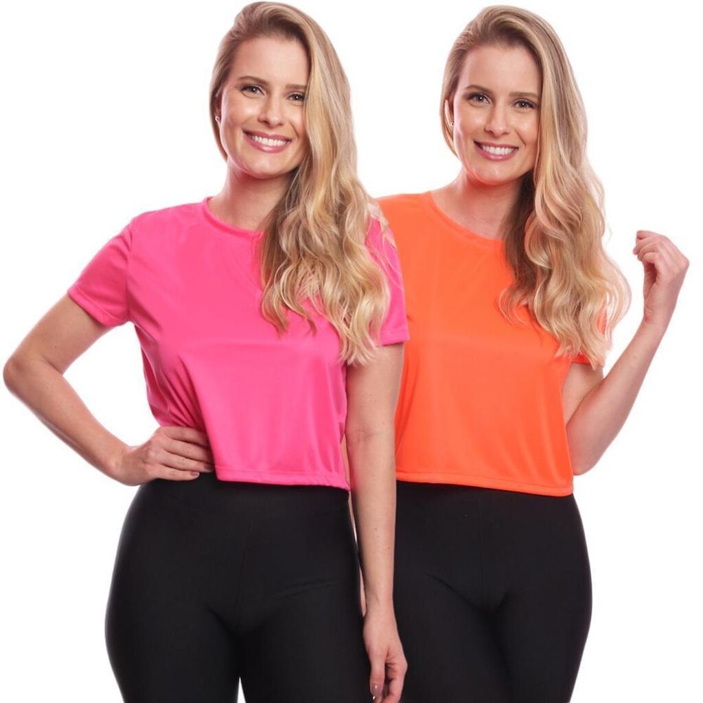 Kit 2 Blusas Via Basic Cropped Dry Academia Feminina