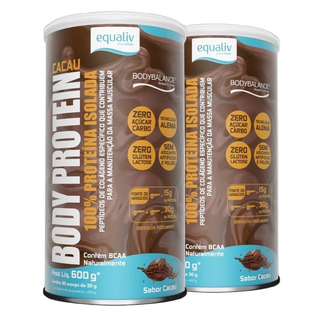 Kit 2 Body Protein Isolado Cacau 600g - Equaliv