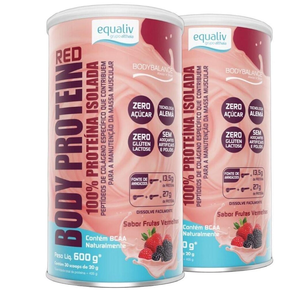 Kit 2 Body Protein Isolado Red Frutas Vermelhas 600g Equaliv