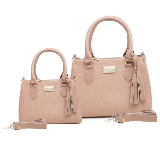 Kit 2 Bolsas Tote Femininas Transversais Tal Mãe Tal Filha - Bege Menor preço em Kit 2 Bolsas Tote Femininas Transversais Tal Mãe Tal Filha - Bege