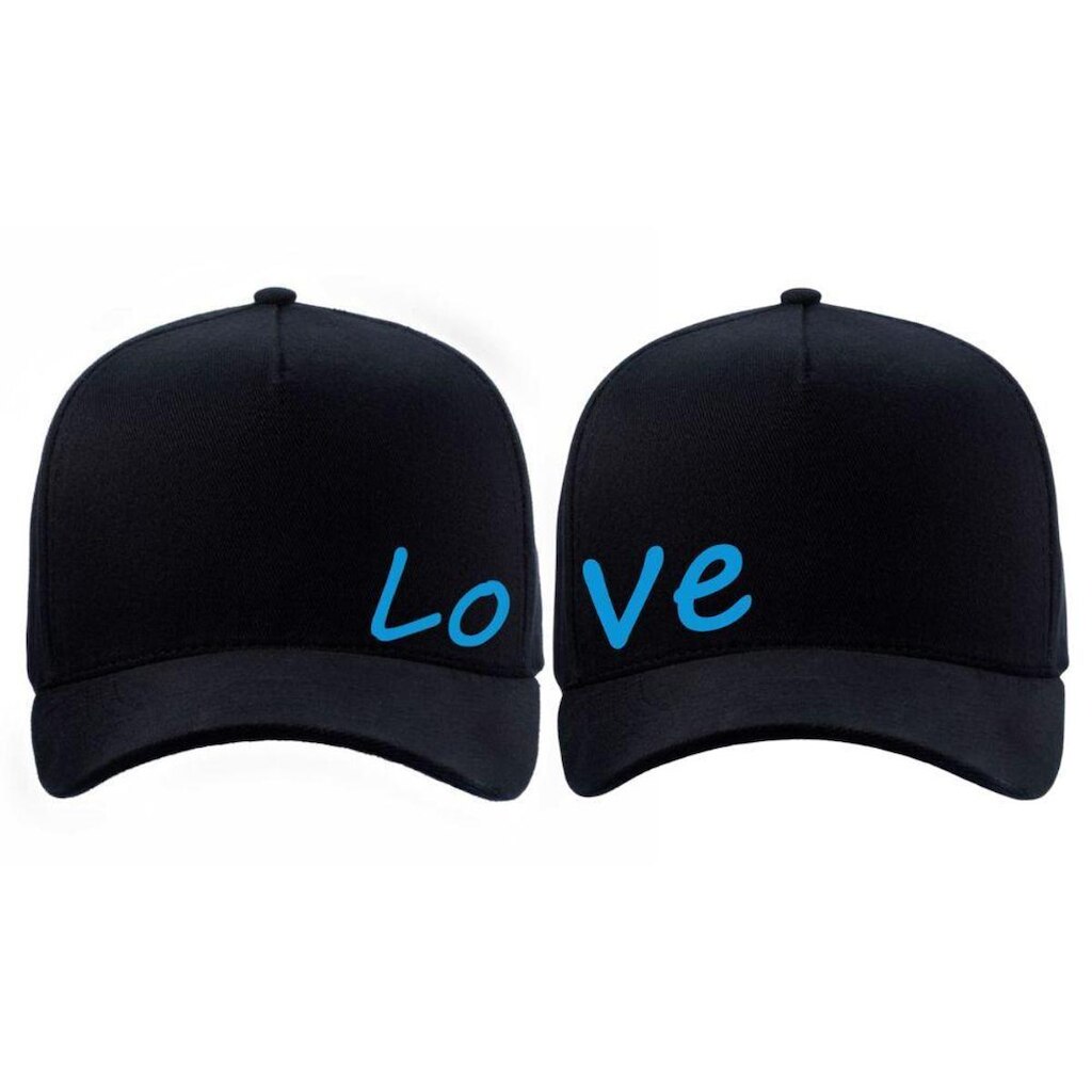 Kit 2 Bonés Casal Combinando Aba Curva Strapback Estampado Love Namorados
