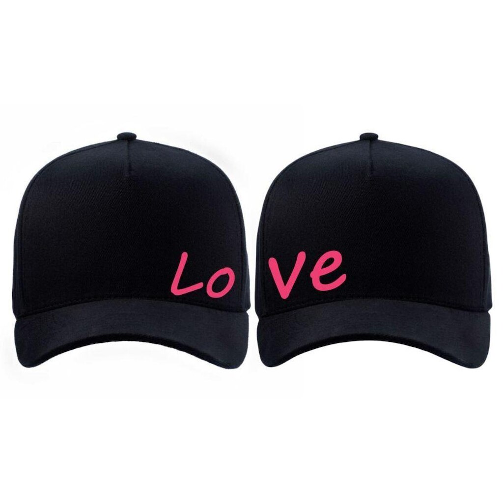 Kit 2 Bonés Casal Combinando Aba Curva Strapback Estampado Love Namorados