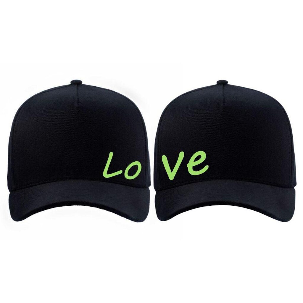 Kit 2 Bonés Casal Combinando Aba Curva Strapback Estampado Love Namorados